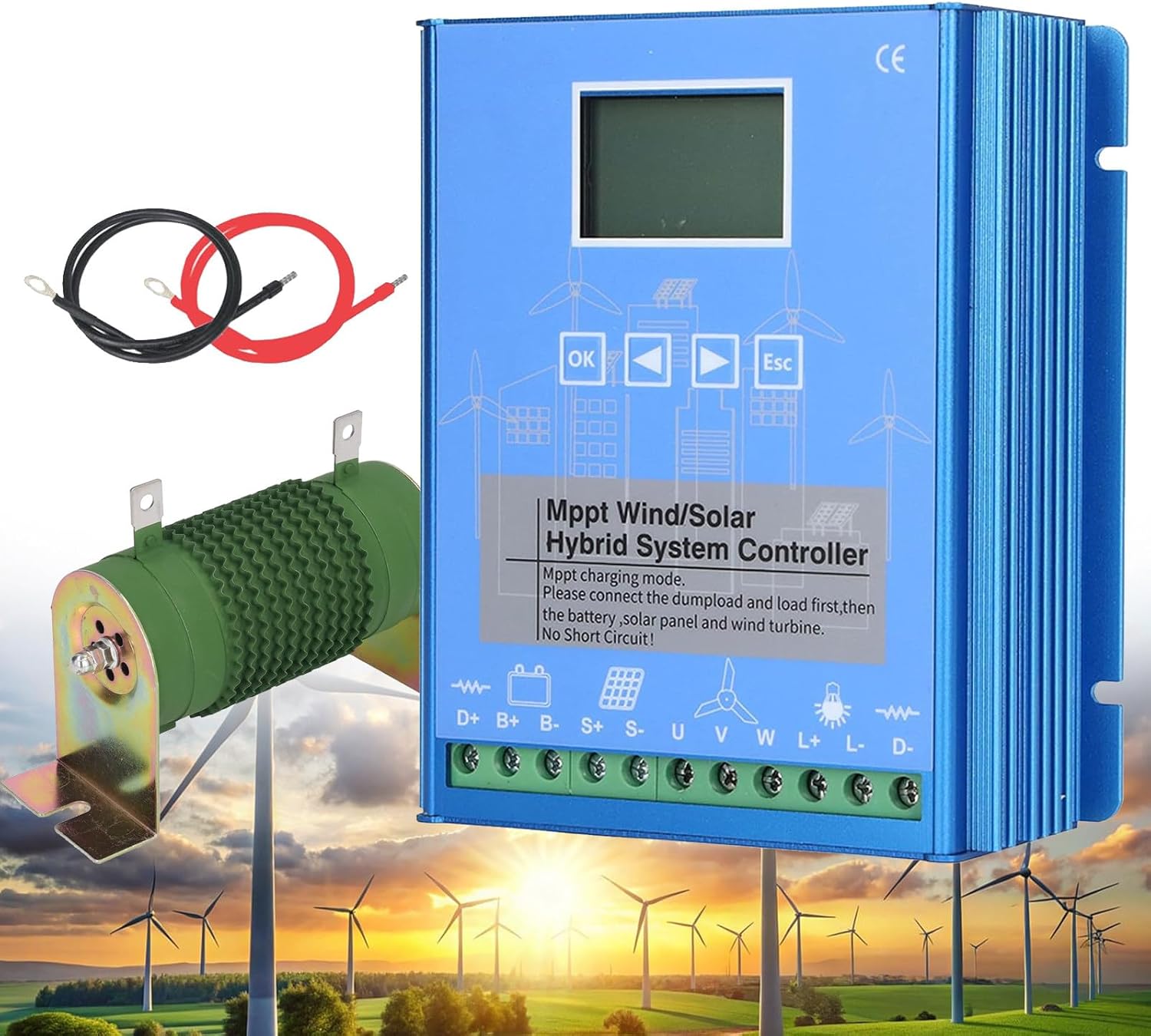 Wind Solar Hybrid Charge Controller 12V 24V 48V, LCD Display, Dump Load, 16000W Wind Turbine Generator - Efficient Renewable Energy Solution