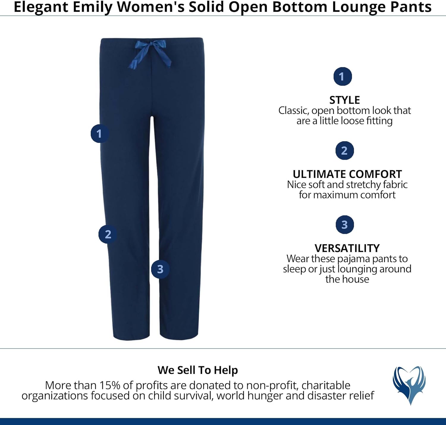 Elegant Emily Women's Solid Open Bottom Lounge Pants - Image 5