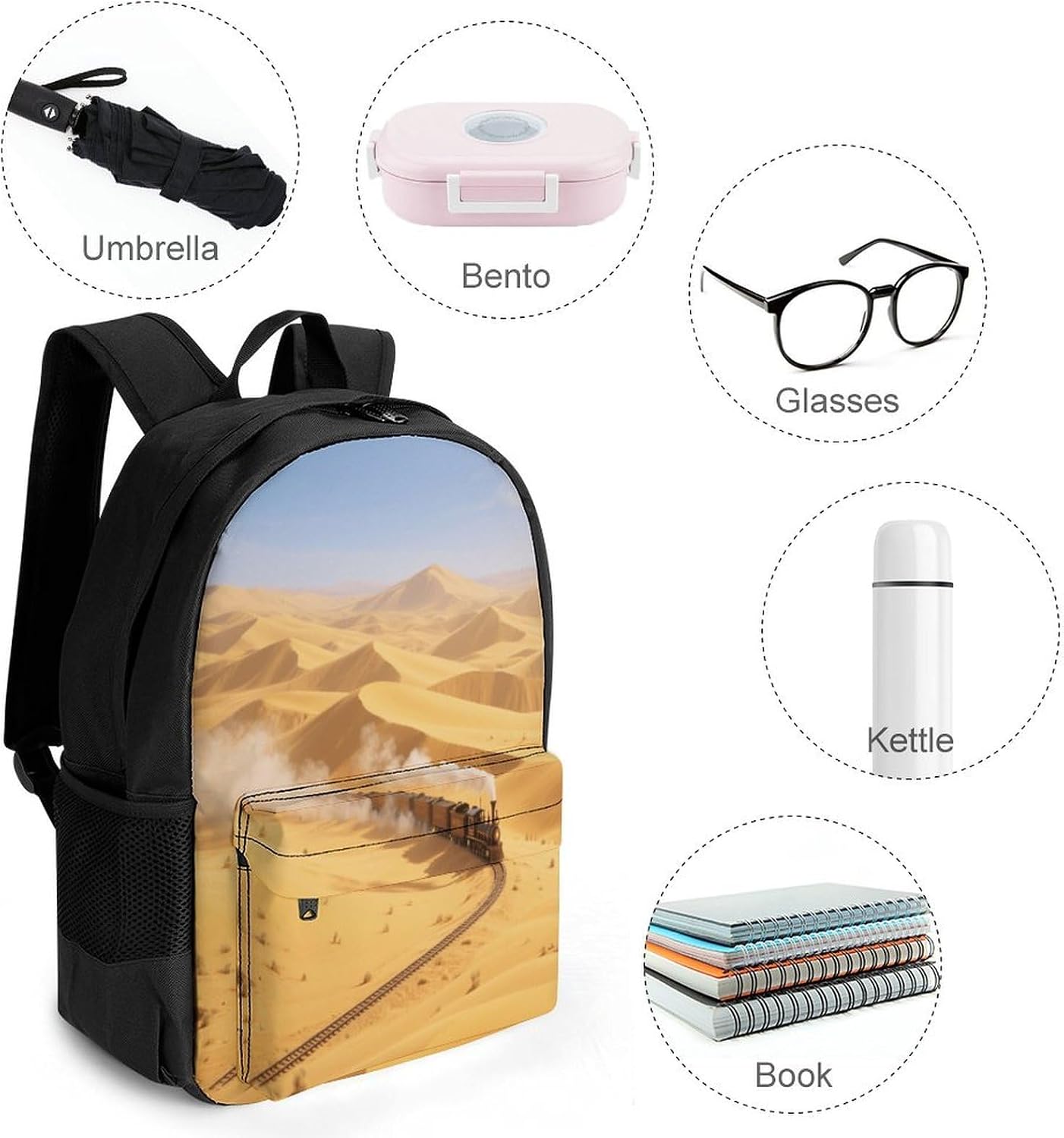 Golden Sand Dune Desert Backpack Daypack Travel Backpack | Lightweight Casual Laptop Backpack for Women Men Aesthetic Travel Bag for Weekender Business Hiking Outdoor