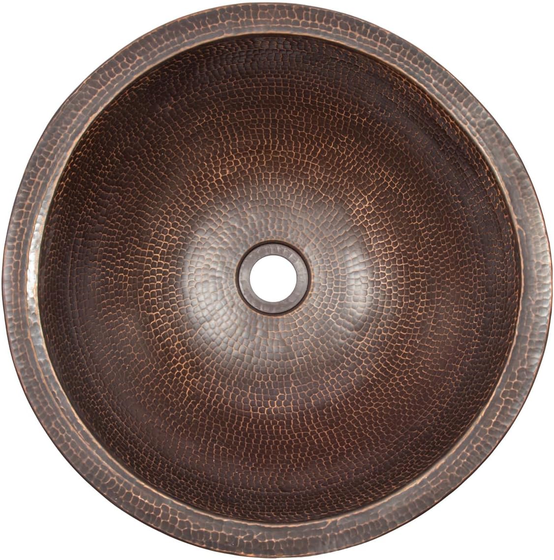 Eden Bath Semi-Recessed Hammered Copper Vessel Sink with Apron, Antique Dark