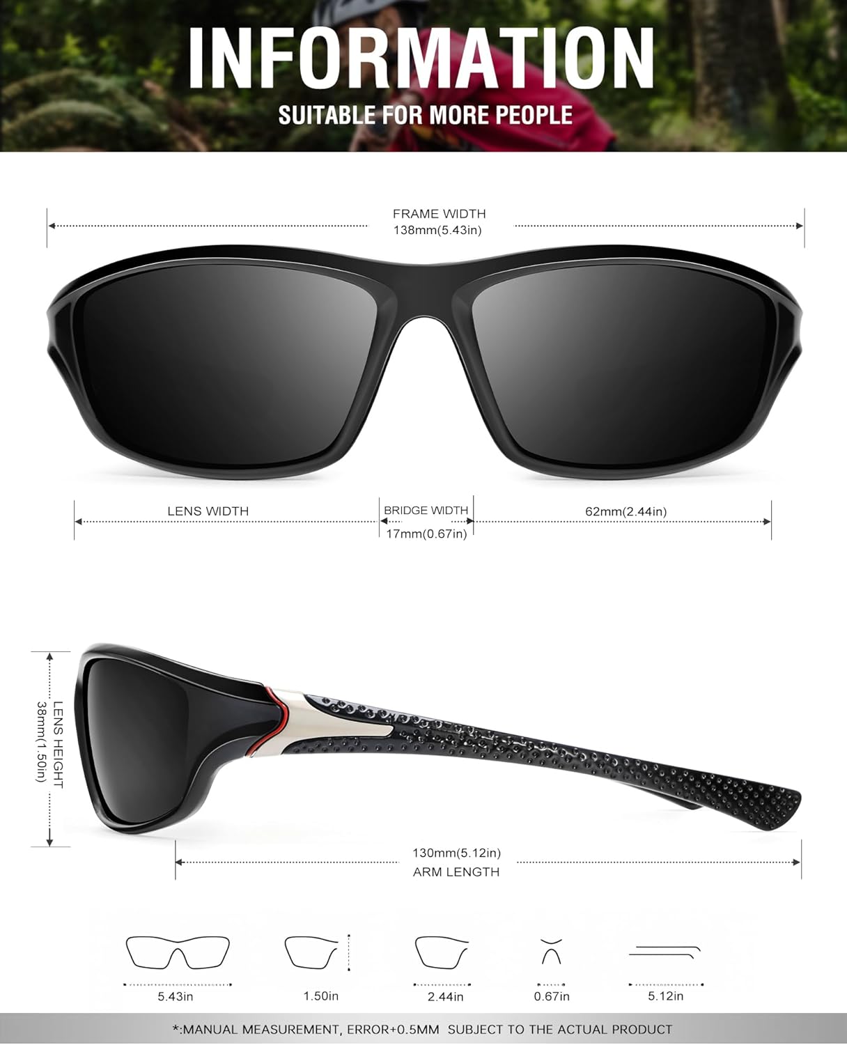 Polarized Sports Sunglasses Men Women Cycling Running Fishing Mens Sunglasses UV Protection - Image 2