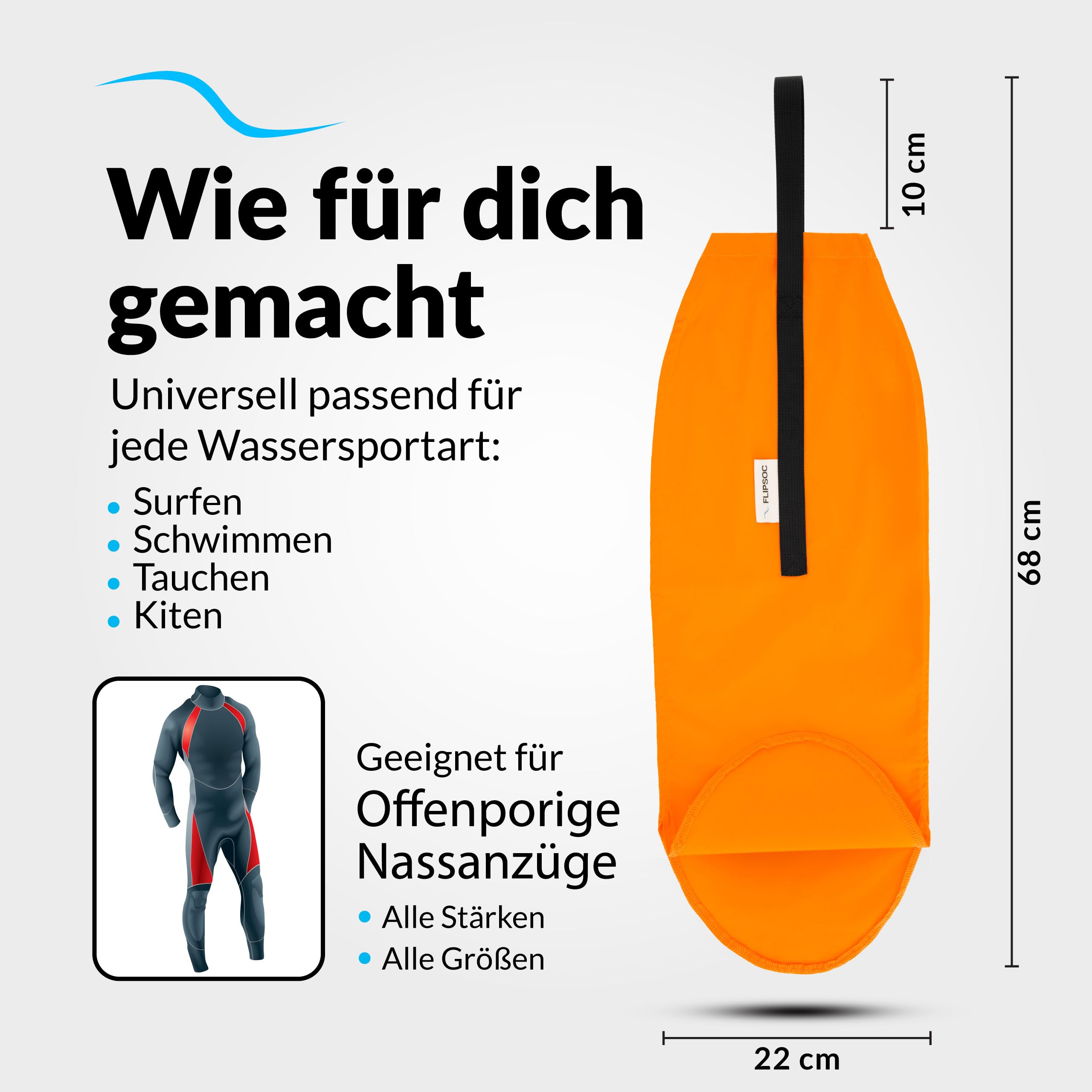 Neoprenanzug schnell und einfach anziehen | optimal beim Kiten, Triathlon, Schwimmen, Surfen, Tauchen | Anziehhilfe für Deinen Neoprenanzug | hervorragend auch für Damen & Kinder