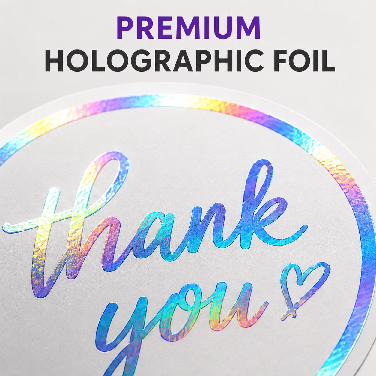 Holographic Thank You Stickers, 500 Count, 1.5 Inch Iridescent Foil image 3