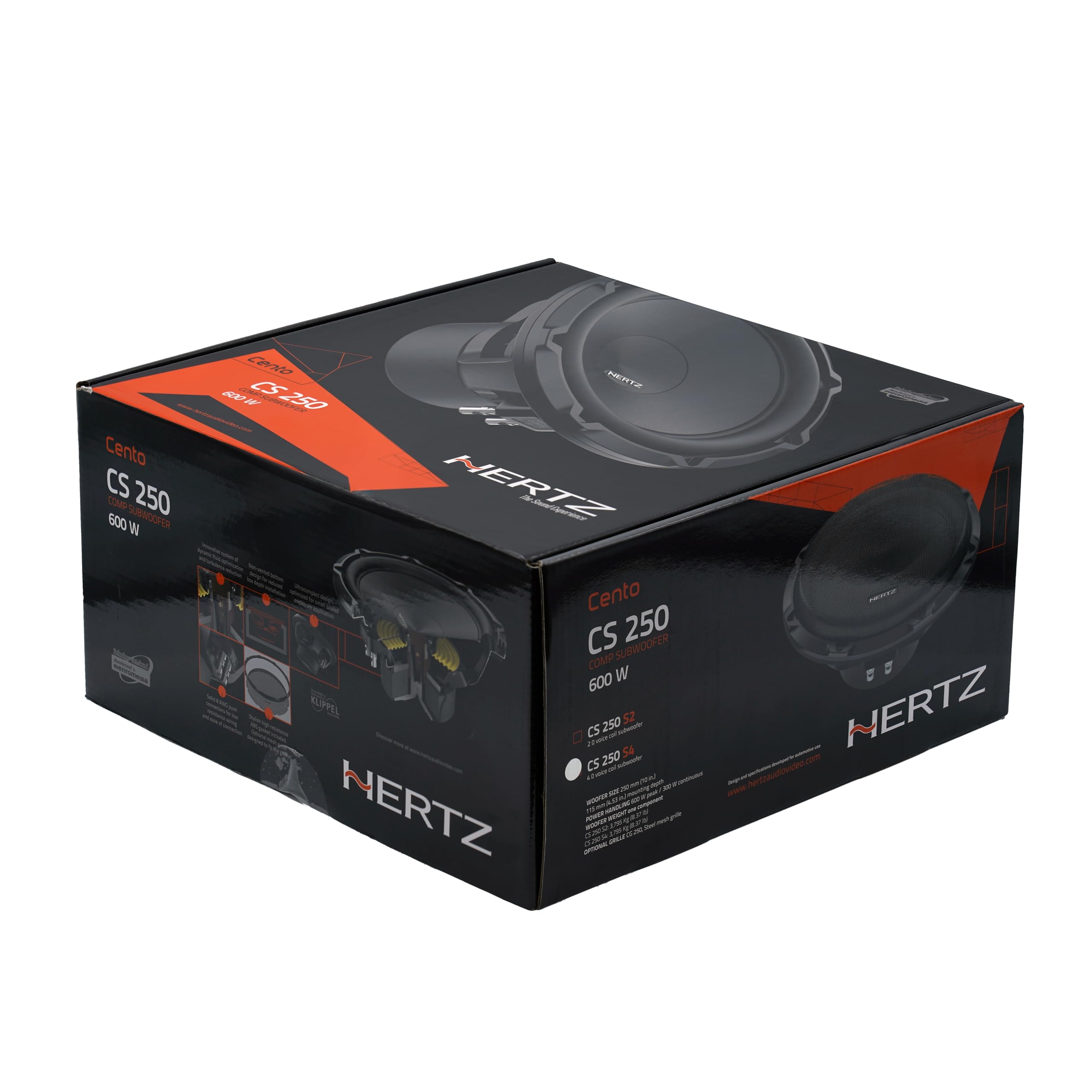 Hertz CS 250 S4 – 250-mm Subwoofer 4 Ohm, 600W Peak für geschlossene oder Bassreflex-Gehäuse