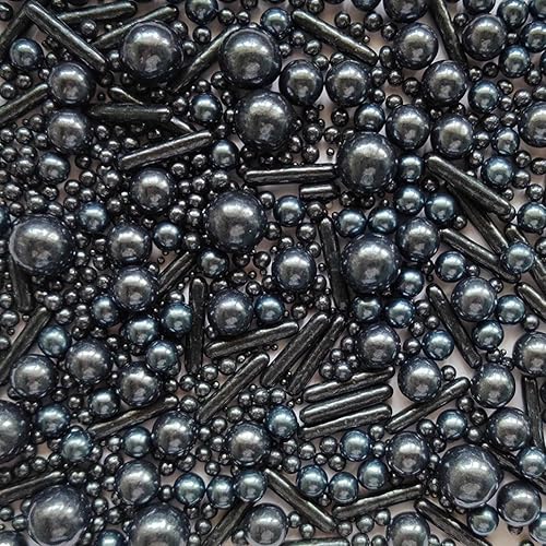 Gránulos comestibles de azúcar de perlas negras comestibles, tamaño mixto, para hornear, decoración de pasteles, decoración de galletas, boda,