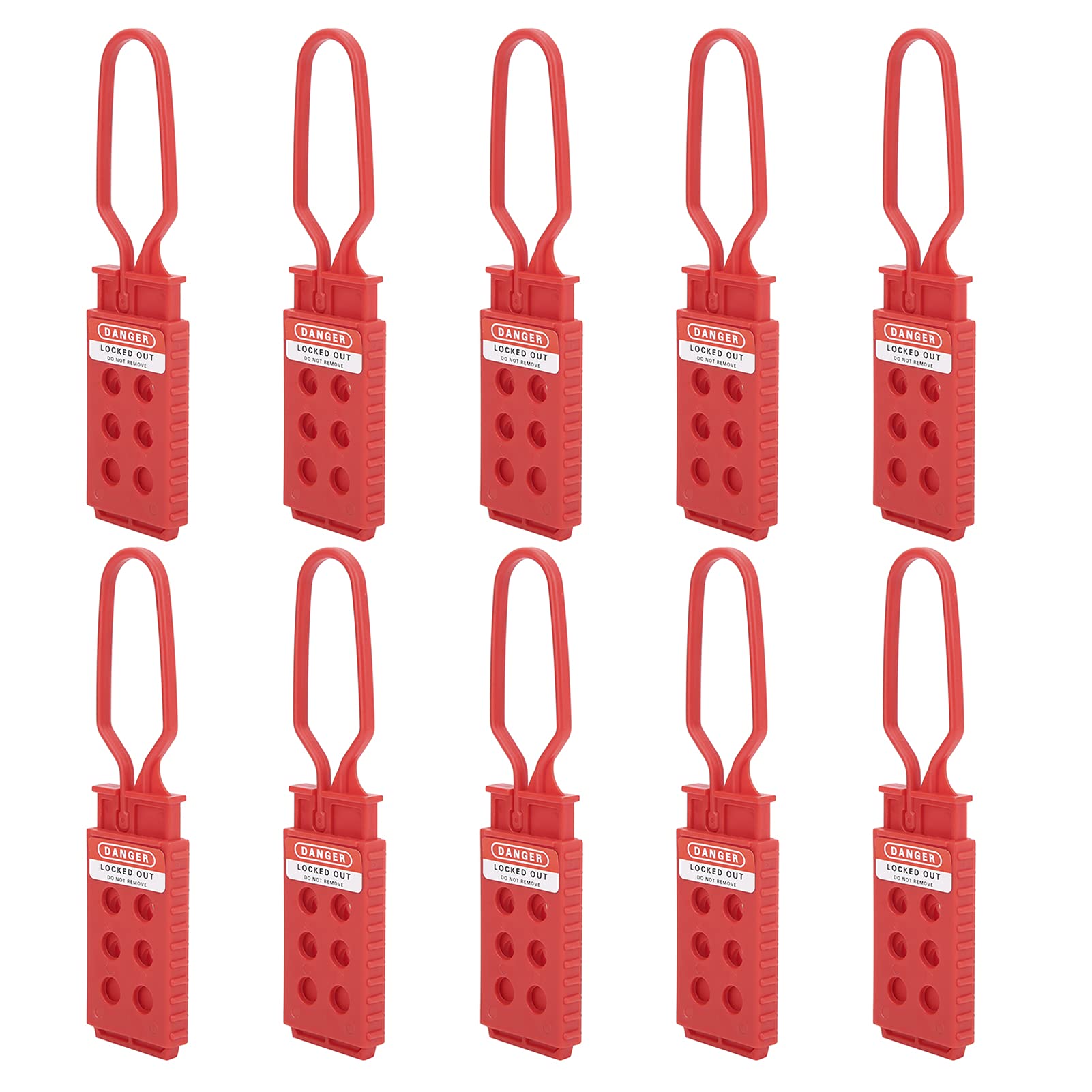Cerradura de bloqueo de nailon de 6 orificios: 10 piezas rojas para seguridad en equipos