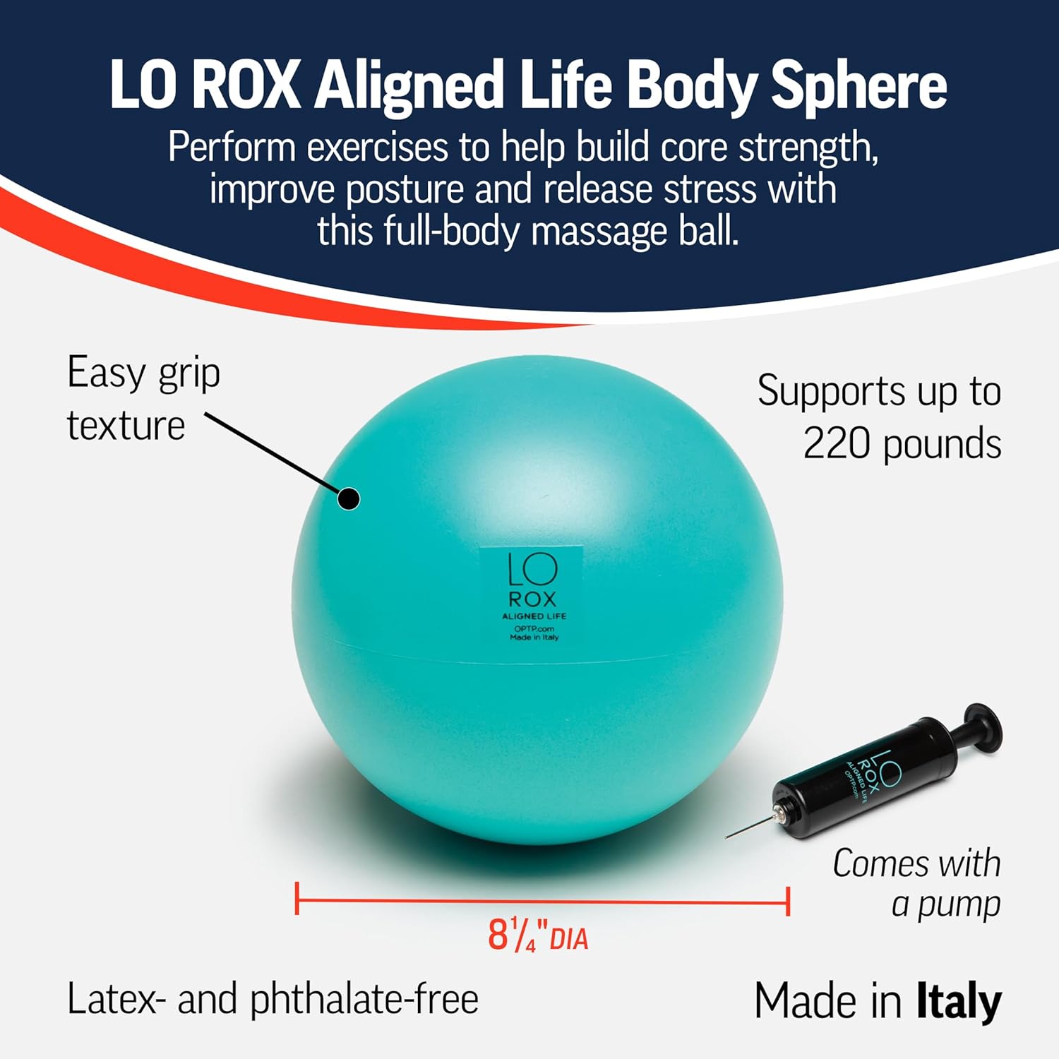 OPTP LO ROX Aligned Life Body Sphere with Pump - Inflatable Small Pilates Ball with Pump for Exercise, Massage, and Core Workouts — from Lauren Roxburgh