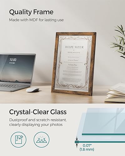 Miniatura 5 de SONGMICS Marco de fotos tamaño A4 para decoración de pared, juego de 2, marcos de fotos de 4 x 6 pulgadas para escritorio, fotos de 8 x 10, 8 x 12 o
