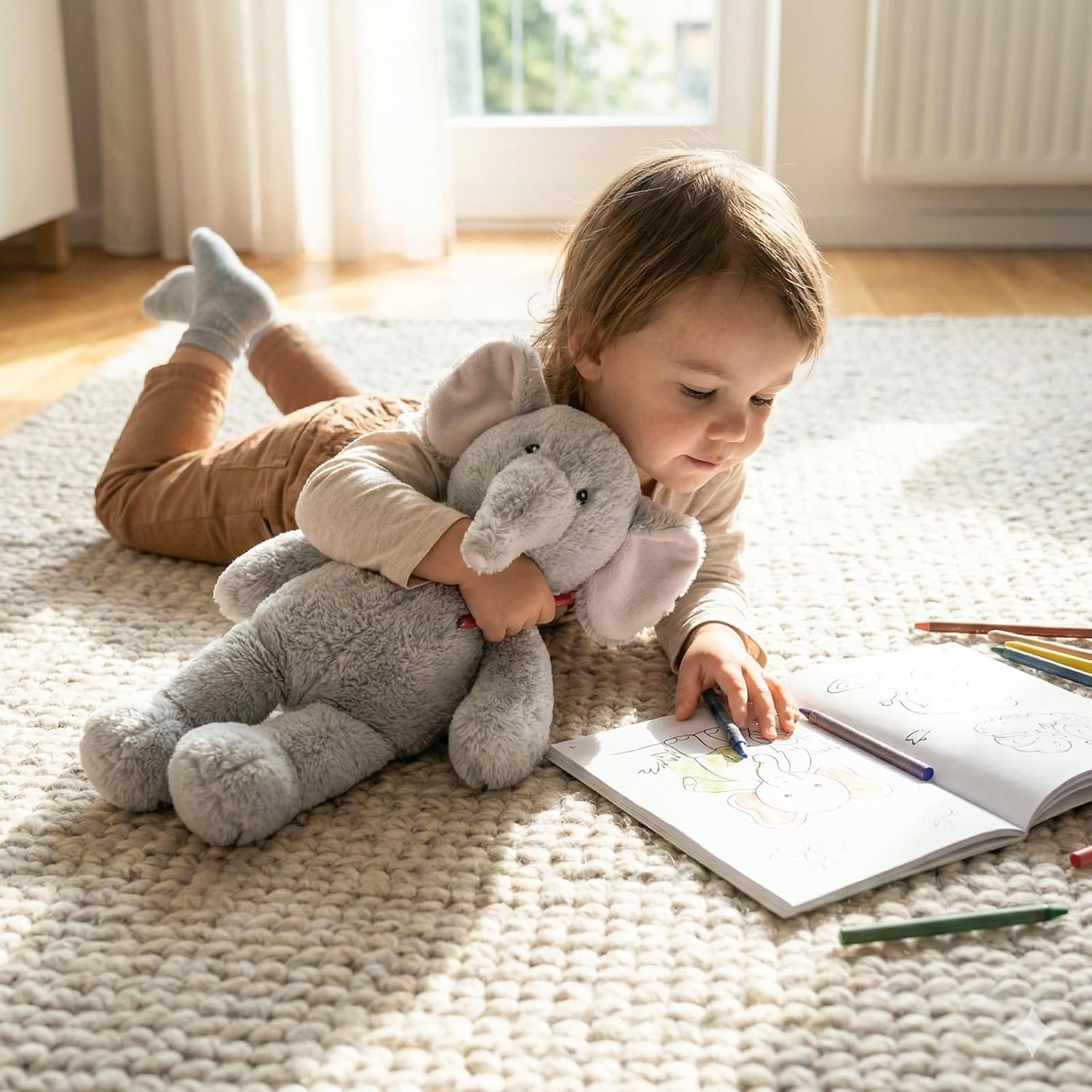 WEIGEDU Elephant Teddy Bear Stuffed Animals Plush Elephant Toys with Pink Ears Nose for Girls Boys Kids Babies Shower Bedtime Gifts, 15.7"