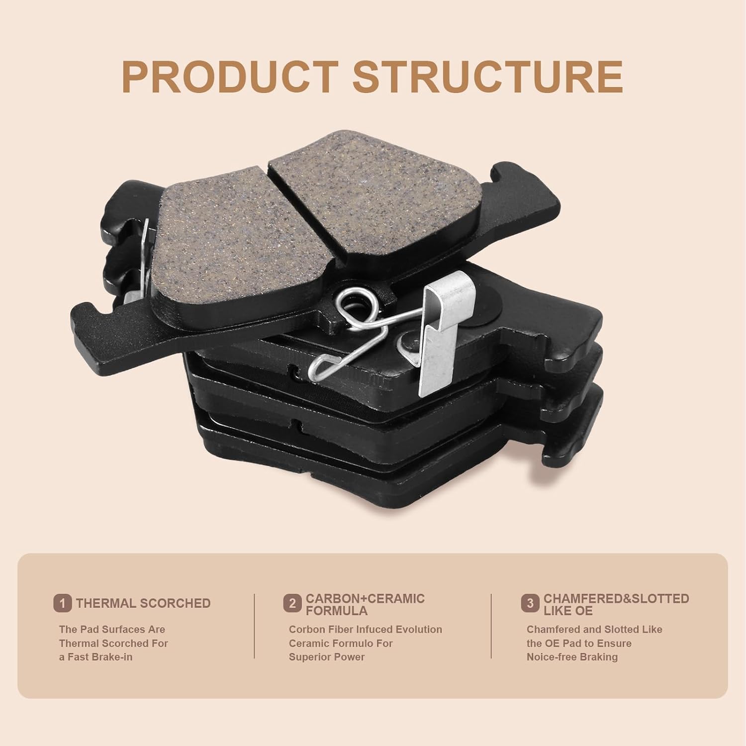 Ceramic Disc Rear Brake Pad Compatible with Select Subaru Ascent, Crosstrek, Forester, Legacy, Outback, WRX