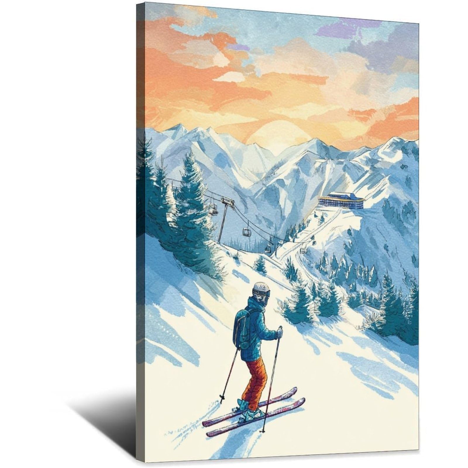 Sölden Austria Ski Posters 12x18inch(30x45cm) Vintage Watercolor Canvas Art