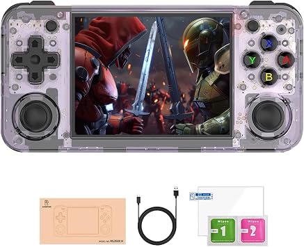 Caiteam RG35XX H, Retro Handheld Gaming Console, Support HDMI TV Out, 5G WiFi Bluetooth 4.2, Dual Sticks, 3.5-Inch IPS Horizontal Screen, Make Retro Game Experience Better 64G Transparent Purple