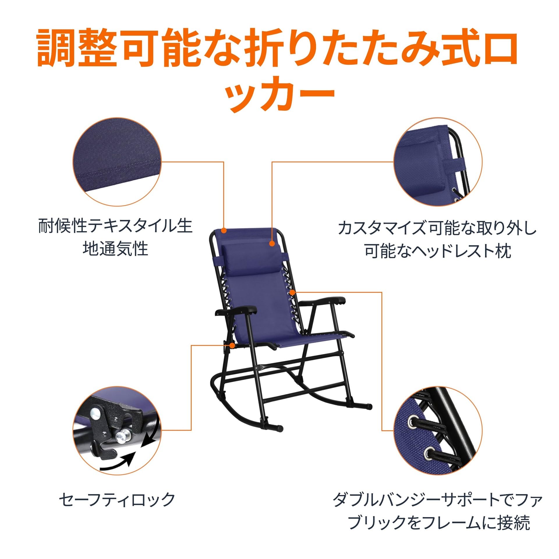 Amazon｜Amazonベーシック 折りたたみ式ロッキングチェア ナイロン