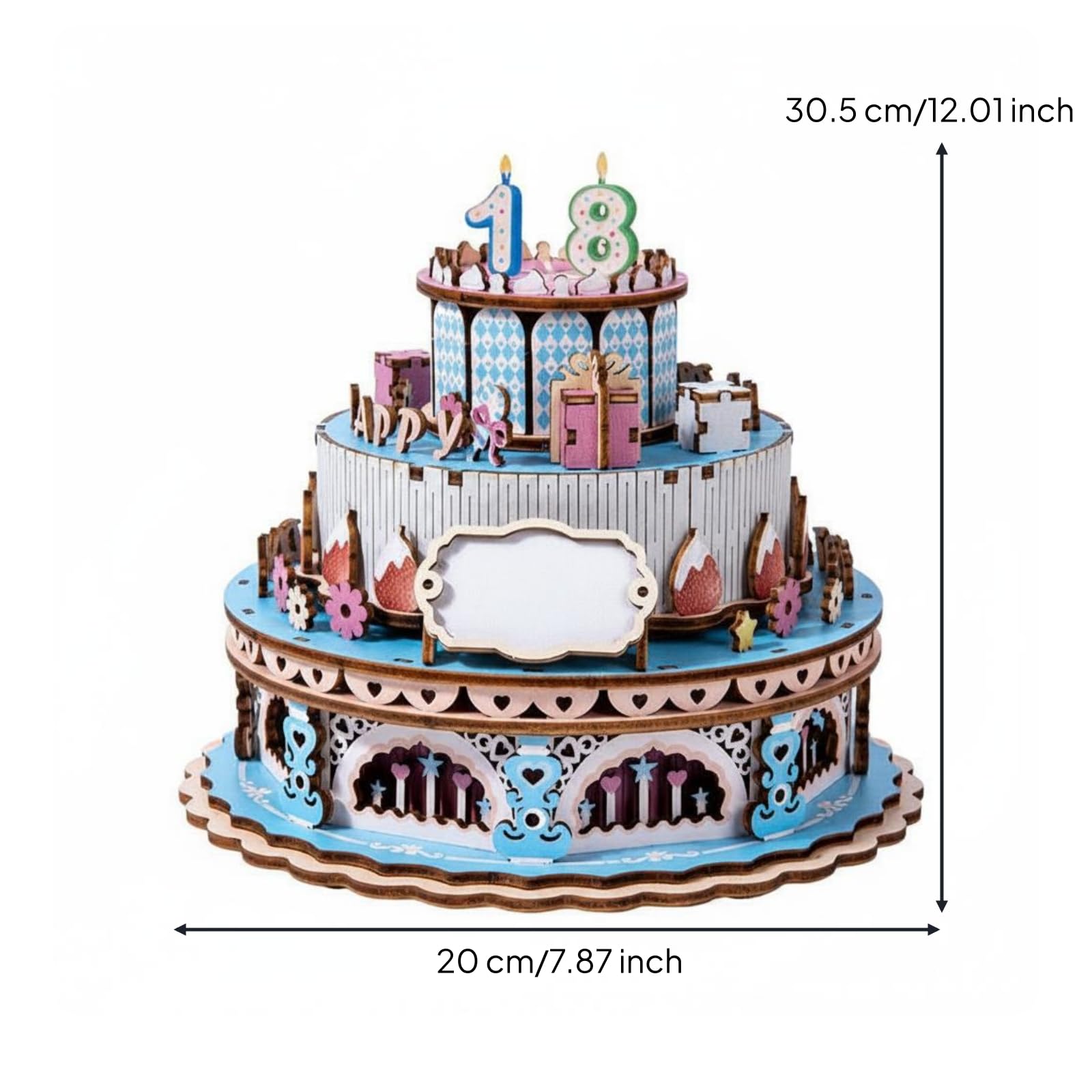 Puzzle Musicale per Bambini Gioco Torta da Te Carillon Creativo Assemblaggio Manuale Regalo Educativo Adatto per Compleanni Feste Casa, Blu
