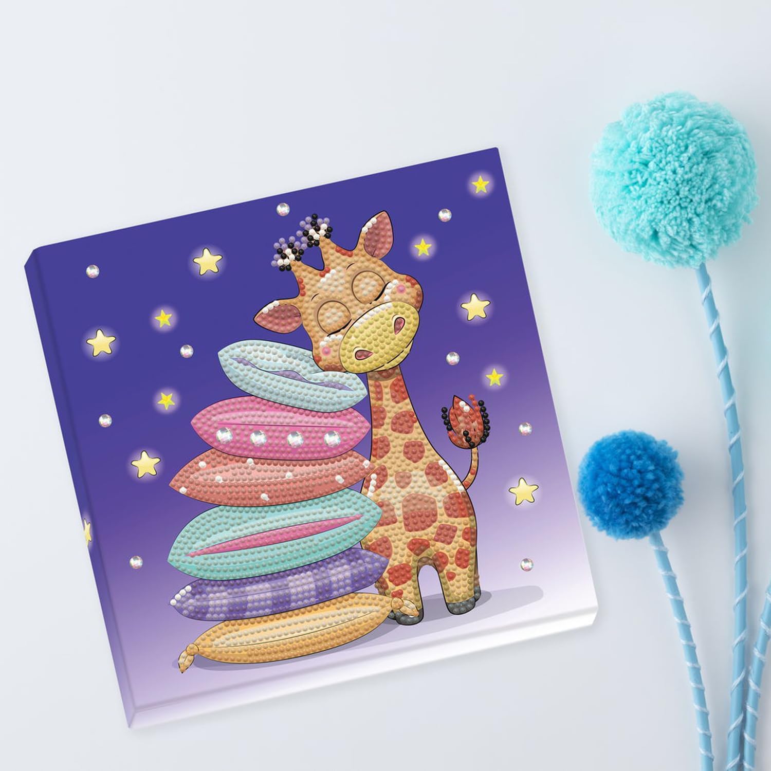 DIAMOND DOTZ Giraffe Pillow Dotz Box Animal Diamond Painting Kits for Adults - Diamond Art Kits a Relaxing Creative Craft Kit with Dotz Gems 8.7"x8.7"
