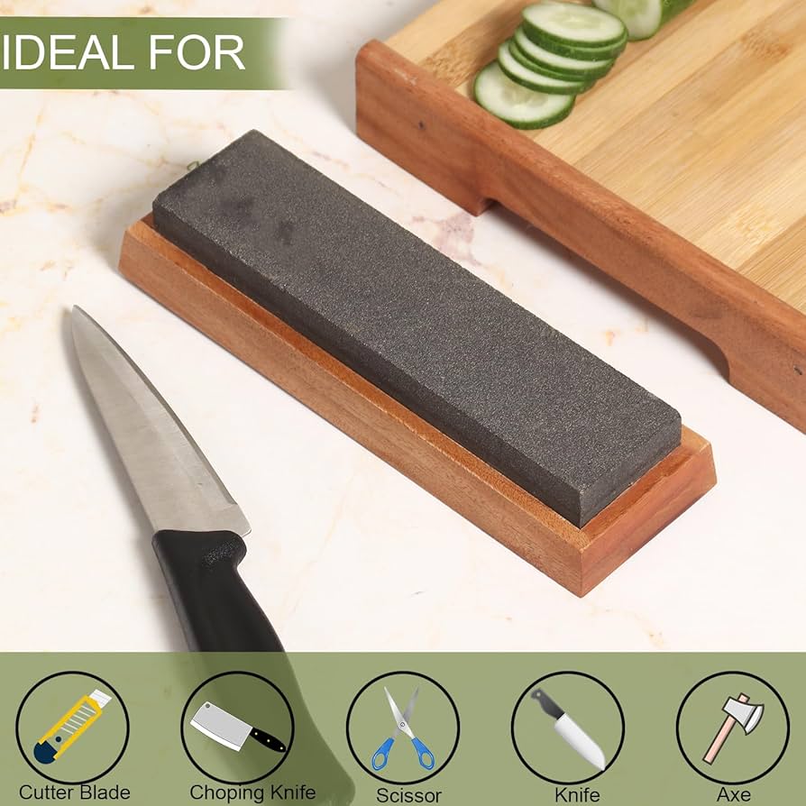Dual-Grit Diamond Sharpening Stone With Leather Strop, Tool Sharpener For Sharpe
