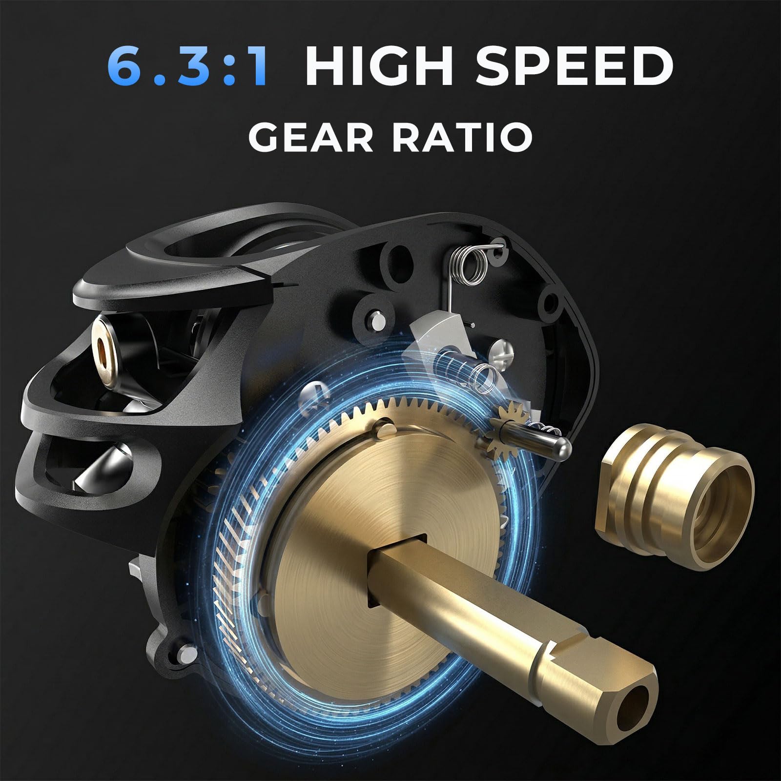Fishdrops Baitcasting Reels Light Weight & Smooth, 12.12 LB Max Drag, Classic Gear Ratio 6.3:1 Low Profile Baitcaster, 6+ 1 Ball Bearings Anti-Corrosion Baitcasting Fishing Reel