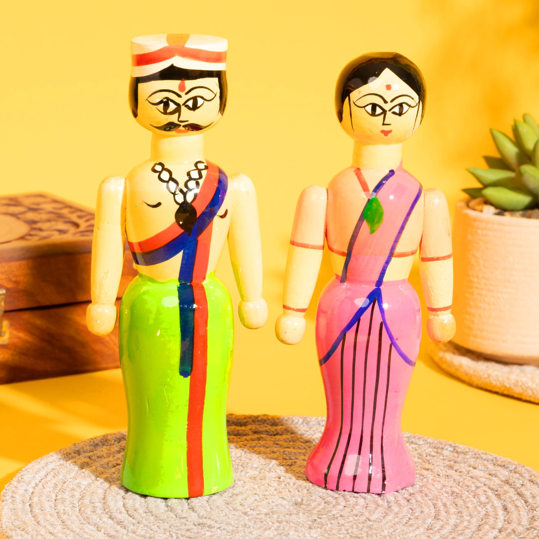dolls country様　おまとめページ２ Saras Aajeevika Handcrafted Wooden Farmer Couple Dolls