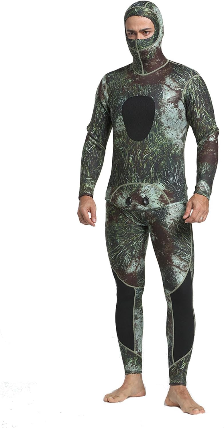 MYLEDI Camo Wetsuit 3mm Neoprene Super Stretch Free Diving and Spearfishing Wetsuit Including Long John and Jacket (MY053, XL)