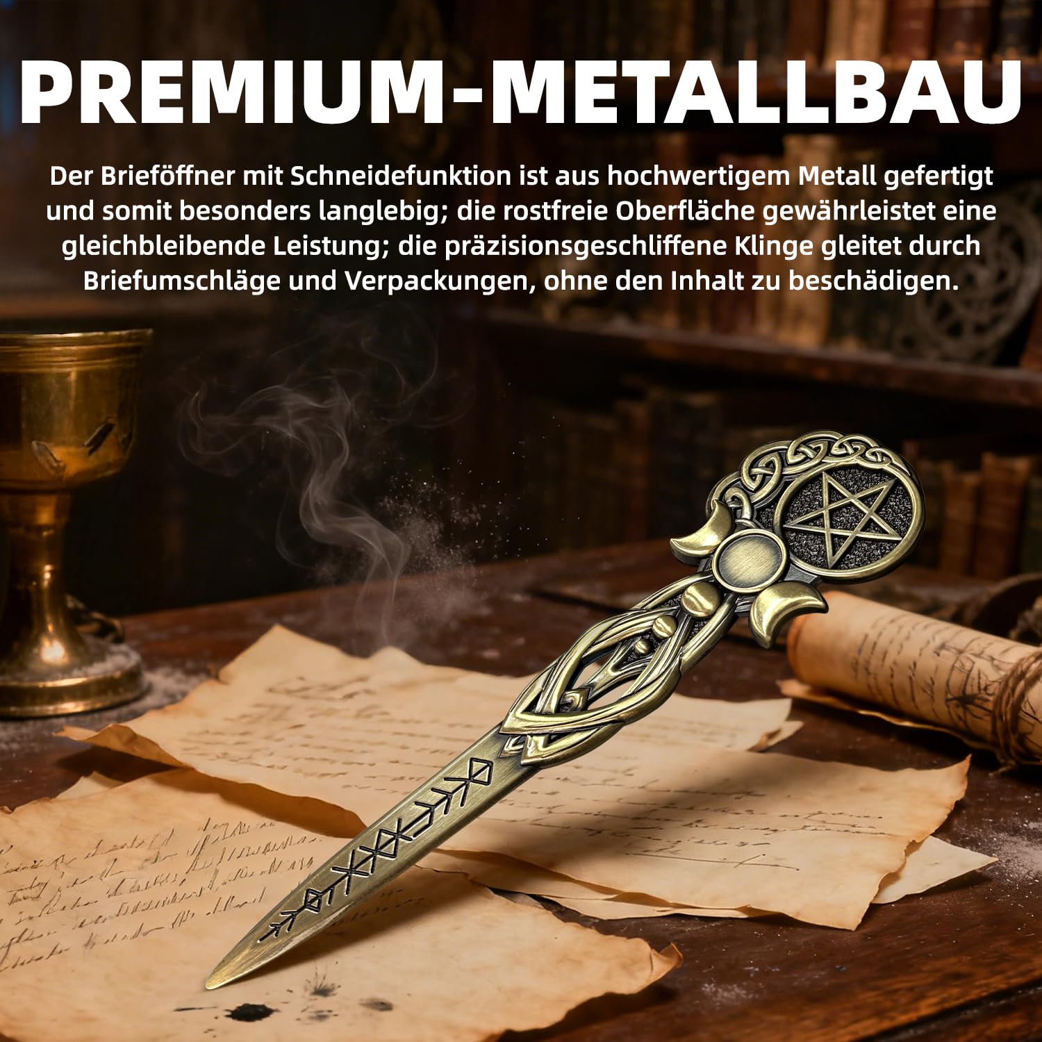 Metall-Brieföffner, Triplemoon Vintage-Brieföffner, 15,5 cm langer, eleganter Brieföffner für Frauen, Brieföffner für das Homeoffice (goldfarben)