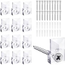 20 Piece Transparent ABS Mirror Holder Kit for Attaching Glass Mirrors to Cabinets Doors Walls with Screws and Anchors for Reliable Hold