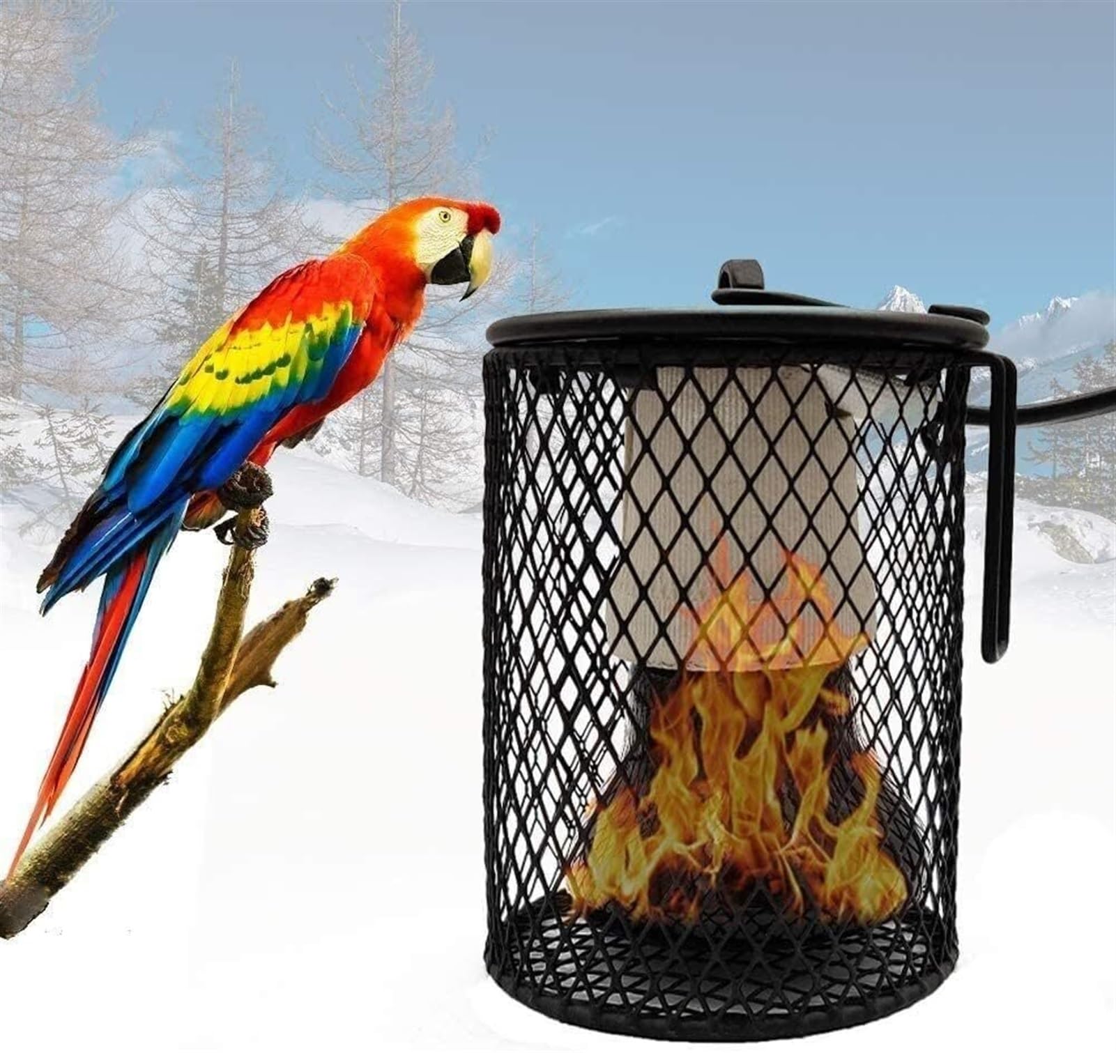 Lampada Riscaldante for Pappagalli, Paralume for Lampada Riscaldante for Animali Domestici con Tubo di Ferro Anti-morso, Riscaldatore for Animali Domestici for Galline Lucertole Tartarughe Serpenti (D