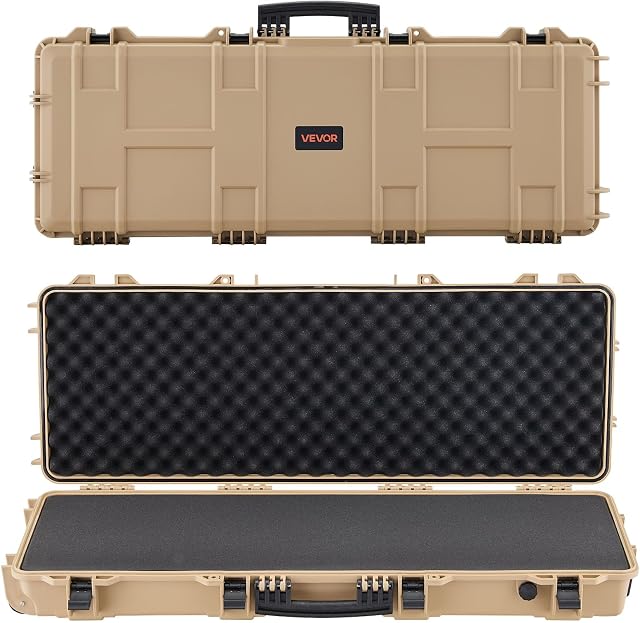 VEVOR - Funda rígida para rifle, 4 capas espuma protectora, funda rígida con ruedas y cerradura, impermeabilidad IP67, a prueba de aplastamiento, para rifle, escopeta