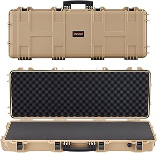 VEVOR Rifle Case, Rifle Hard Case with 4 Layers Fully-protective Foams, Lockable Hard Gun Case with Wheels, IP67 Waterproof & Crushproof, for Rifles or Shotguns