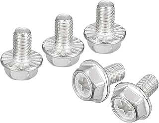 uxcell M6x10mm Phillips Hex Head Flange Bolts, 20pcs 304 Stainless Steel Hexagon Phillips Flange Head Hex Bolts Machine Screws