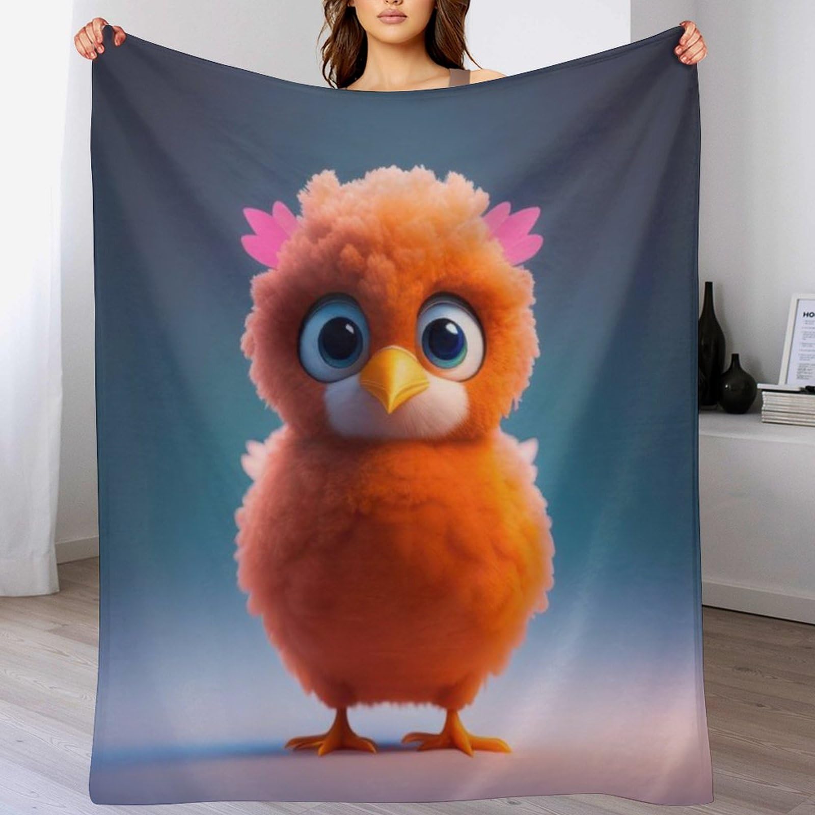 Couverture chaude en flannel motif poulet pour lit et canapé douce et lavable 140x180cm