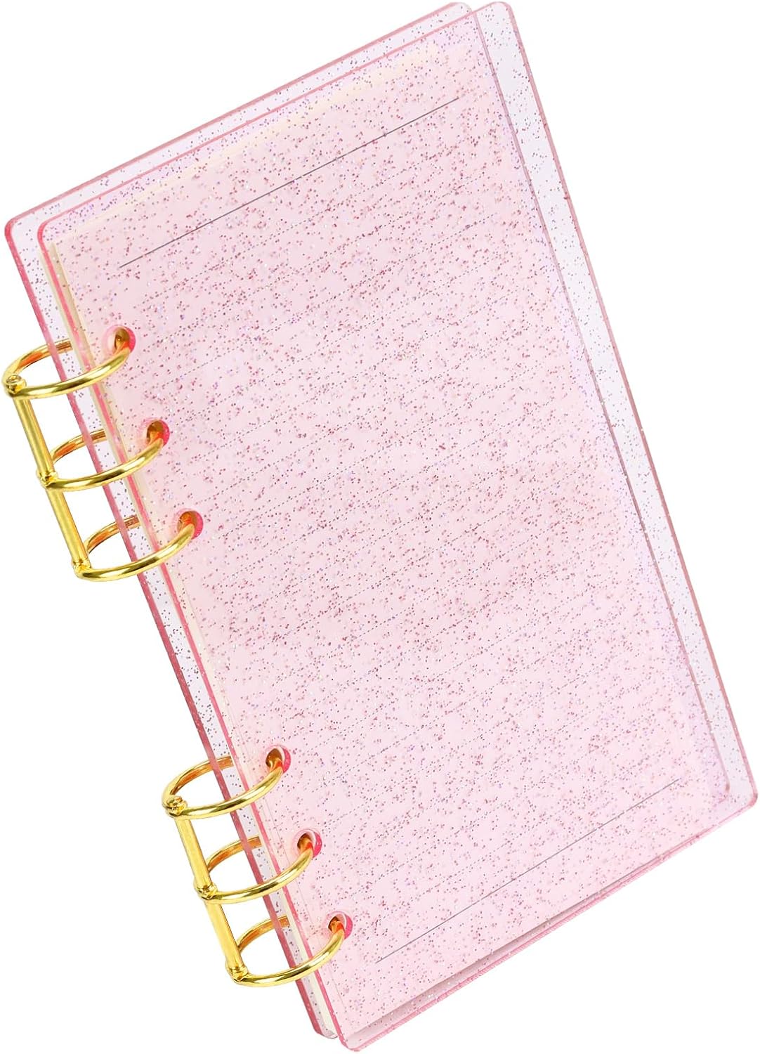 A6 Binder 6Ring Clear Acrylic Binder Notebook Cover, Gold