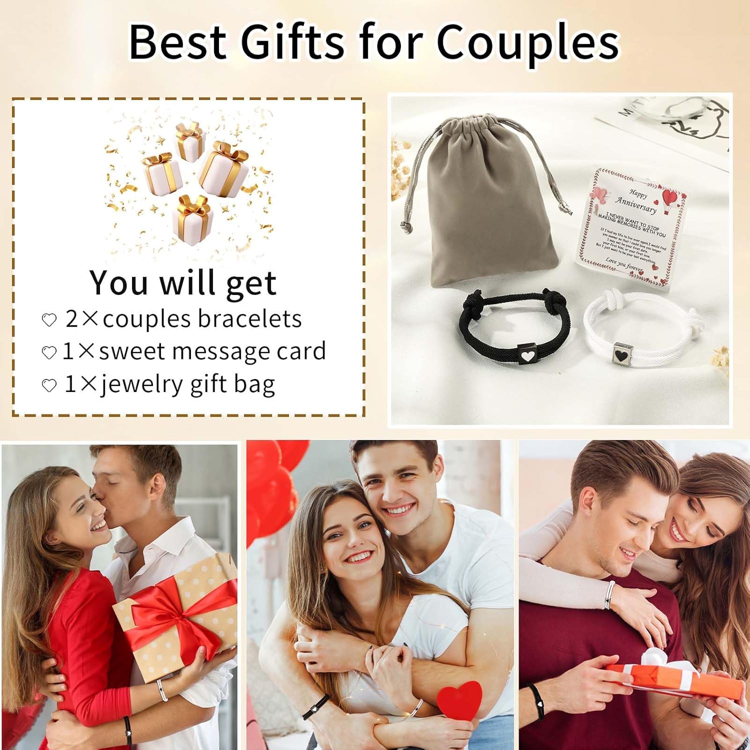 Couple Gifts Matching Bracelets for Couples Anniversary Valentines Gifts for Him Her Lovers Boyfriend Girlfriend Husband Wife - Image 6