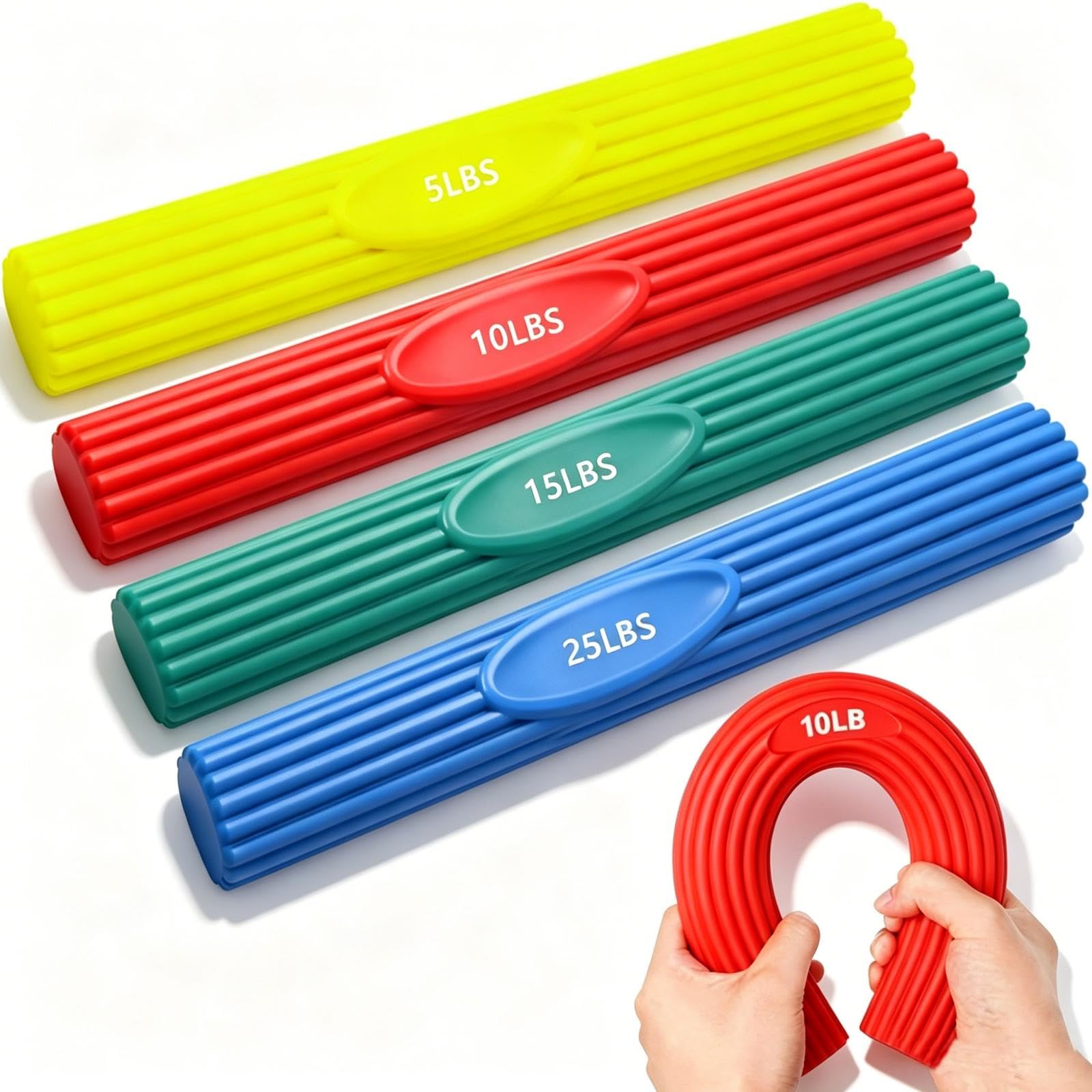 4 Piezas Barra de Terapia Flexible, Barra de Resistencia Flexible, Varilla de Terapia de Codo de Tenista, Mejorar la Fuerza de Agarre, Barra para Codo de Golfista, Aliviar el Dolor