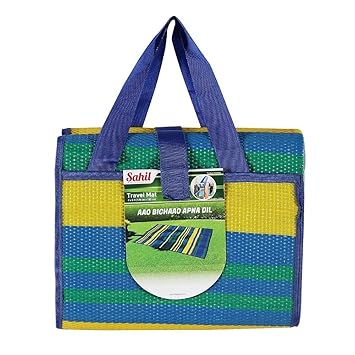 Sahil Multipurpose Chatai mats for Home, Foldable, Waterproof, Travel Mat Chatai with Built-in Handles, Plastic Mat for Sleeping on Floor, Garden, Beach, Picnic, Indoor/Outdoor, 4 X 6 Ft, Yellow