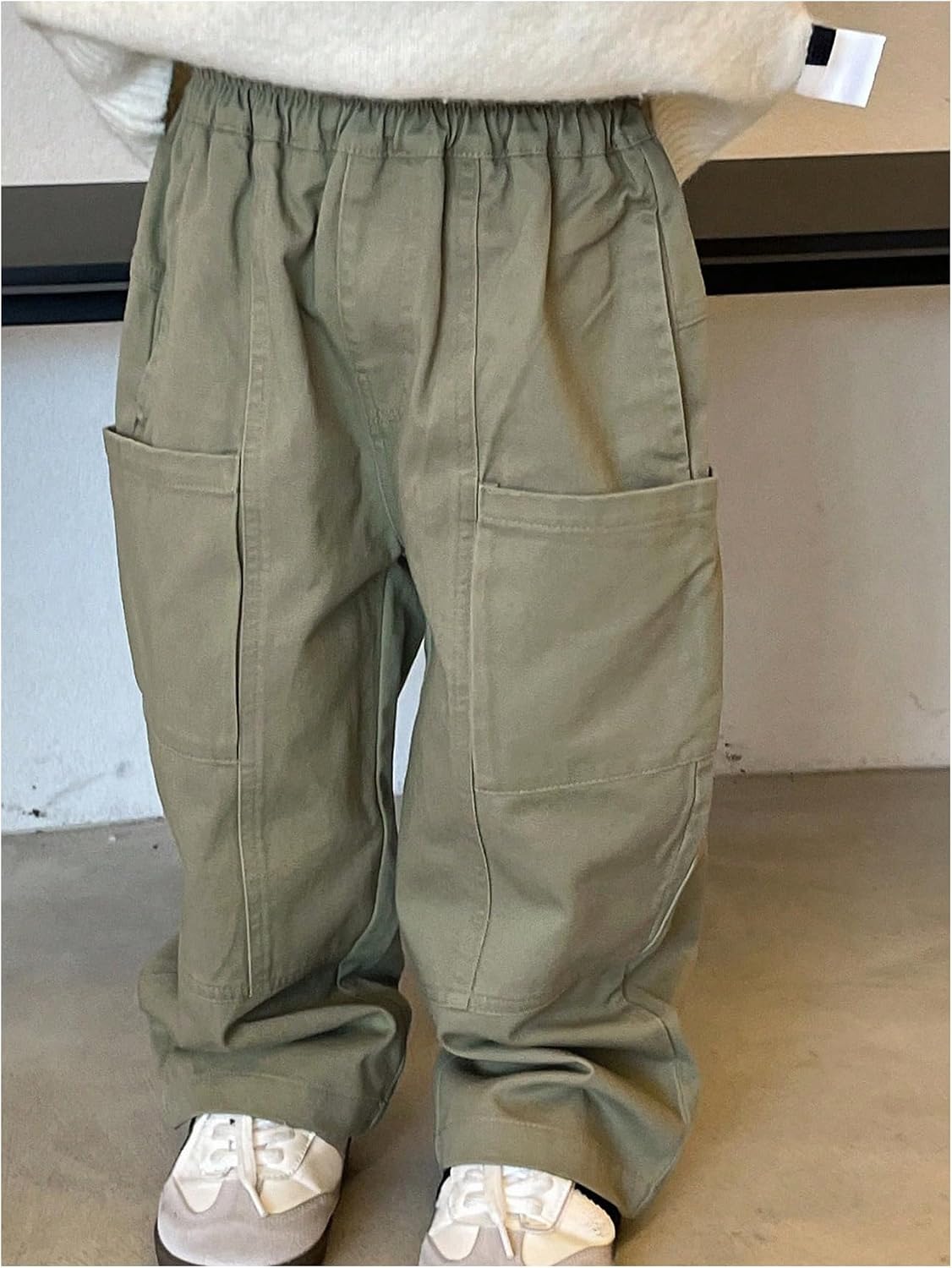 VIPWOLF Boy's Baggy Pants Cargo Wide Leg Elastic Waist Hiking Track Pants