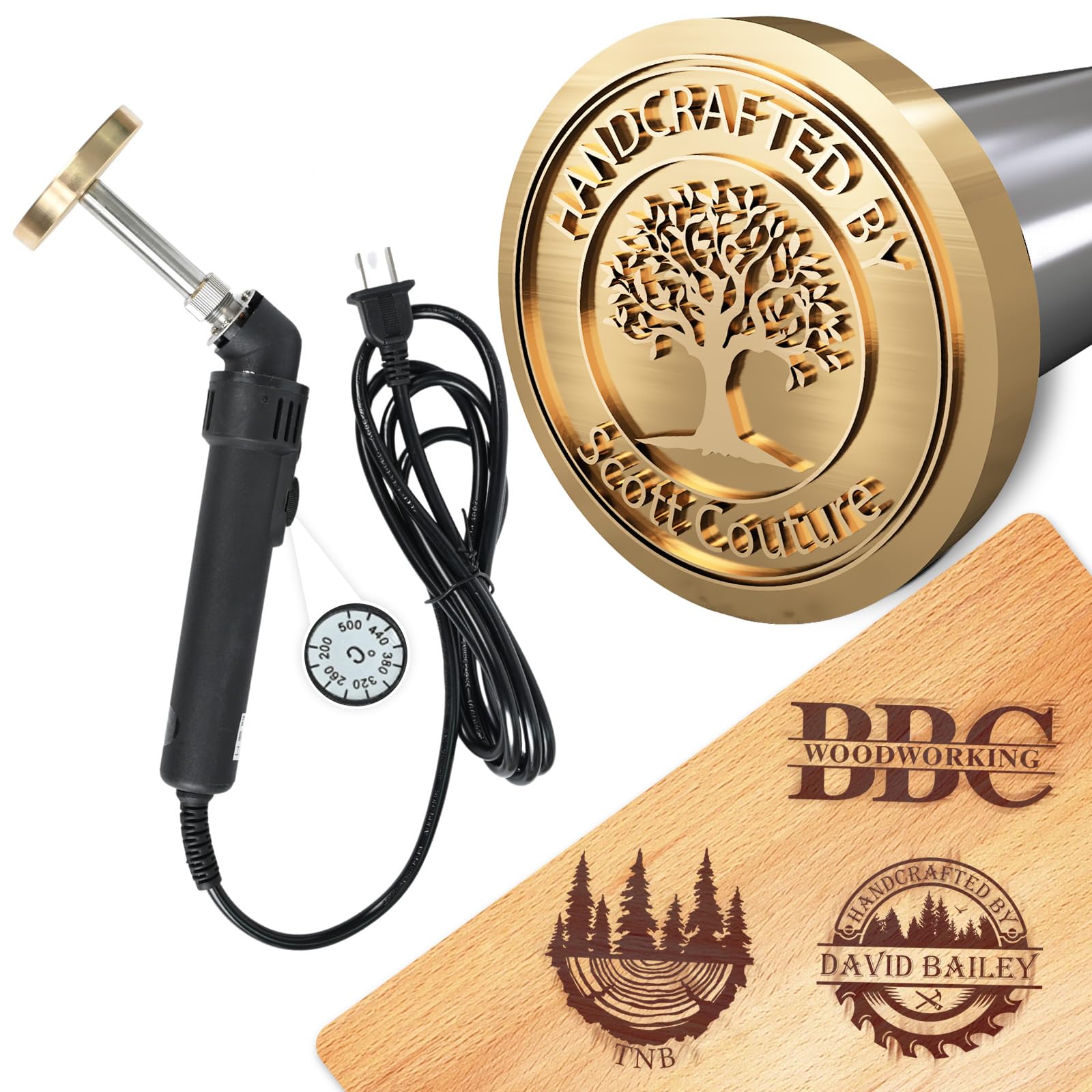 Custom Electric Branding Iron for Wood, Temperature-Controlled Wood Branding Iron Personalized Brass Letter Stamp for Food Leather, Gift for Handcrafter Woodworker Wedding Wood Burning Tool