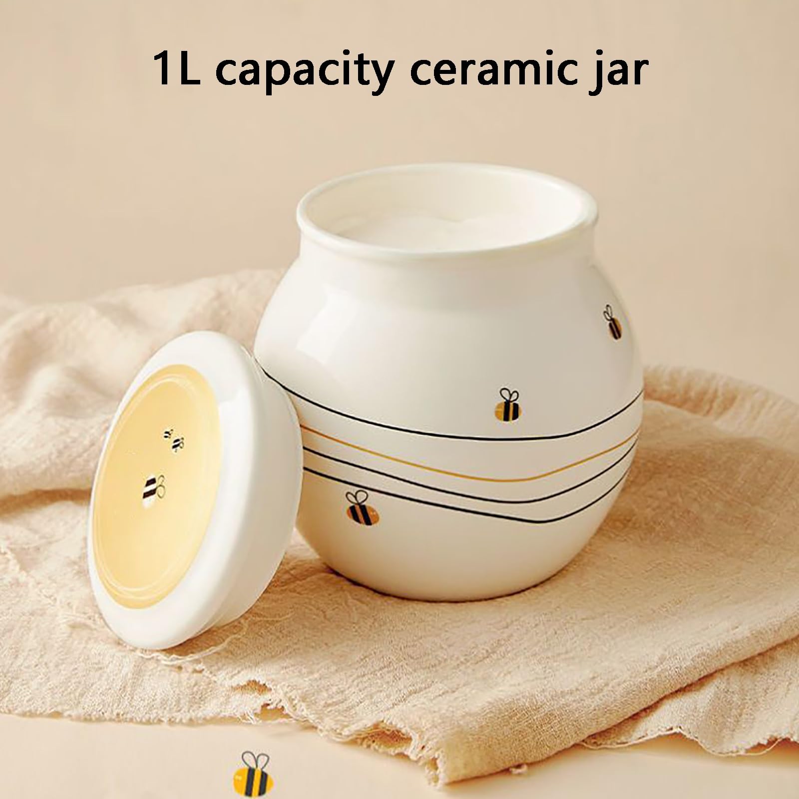 Yogurtiera, Con vaso in ceramica da 1 litro, riscaldamento a temperatura costante, facile pulire, adatto for l'uso familiare
