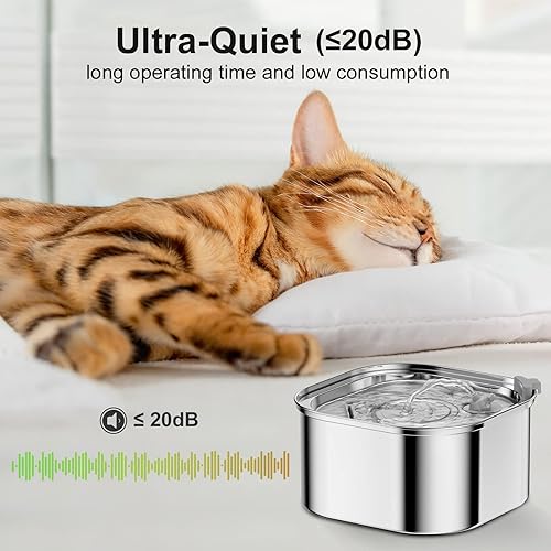 Miniatura 4 de Cepheus Bomba de repuesto para fuente de agua para gatos, fuente automática de acero inoxidable de 108 oz3.2 L, bomba de fuente para gatos
