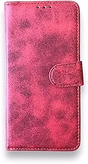 حافظة حماية جلد قابلة للطي مع فتحة للبطاقات لموبايل شاومي ريدمي نوت 12 - أحمر حجري