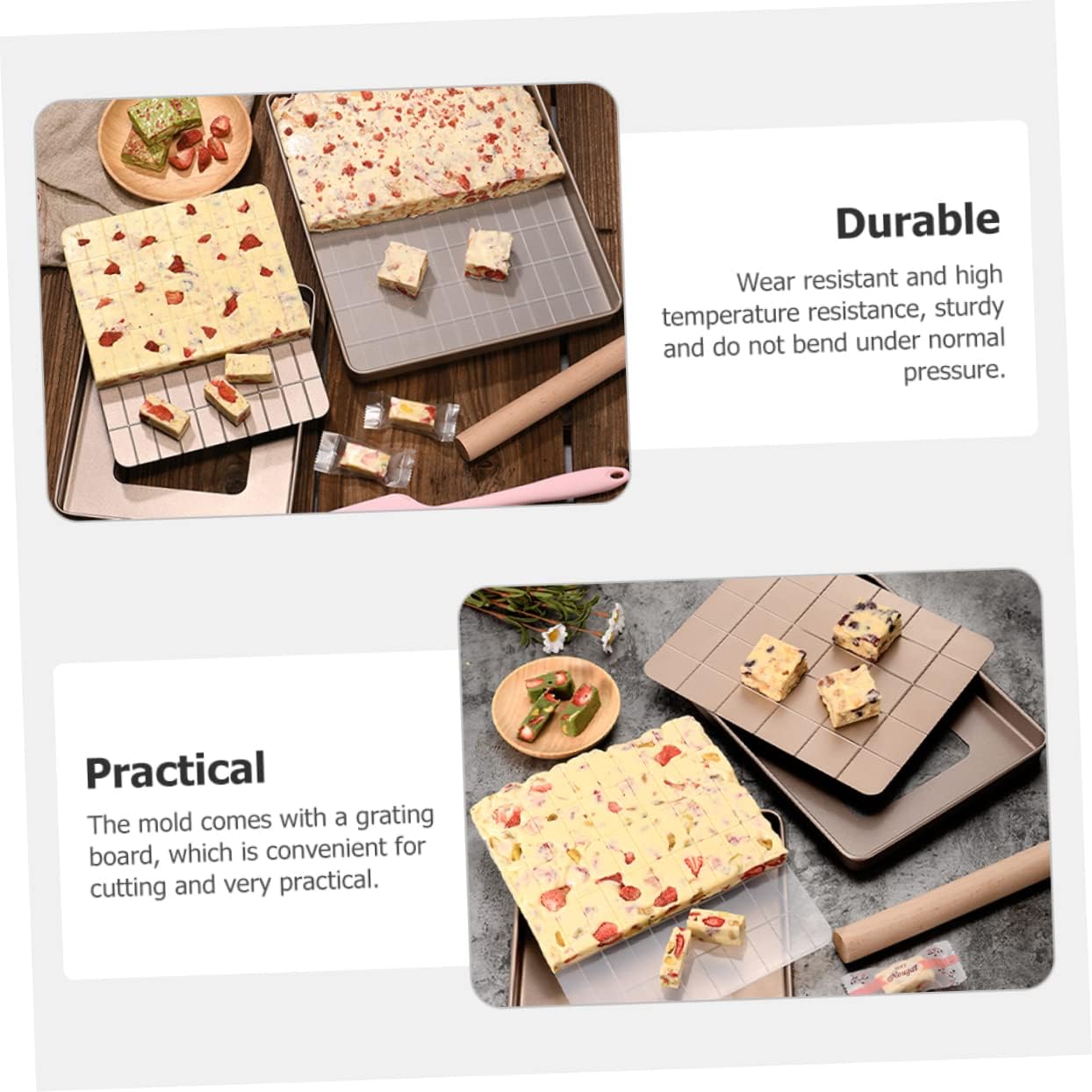 KICHOUSE Nougat Mold Set Large Cooling Tray Multi-Functional Baking Tools for Dessert Making Microwave Safe for Home Bakers and Holiday Treats