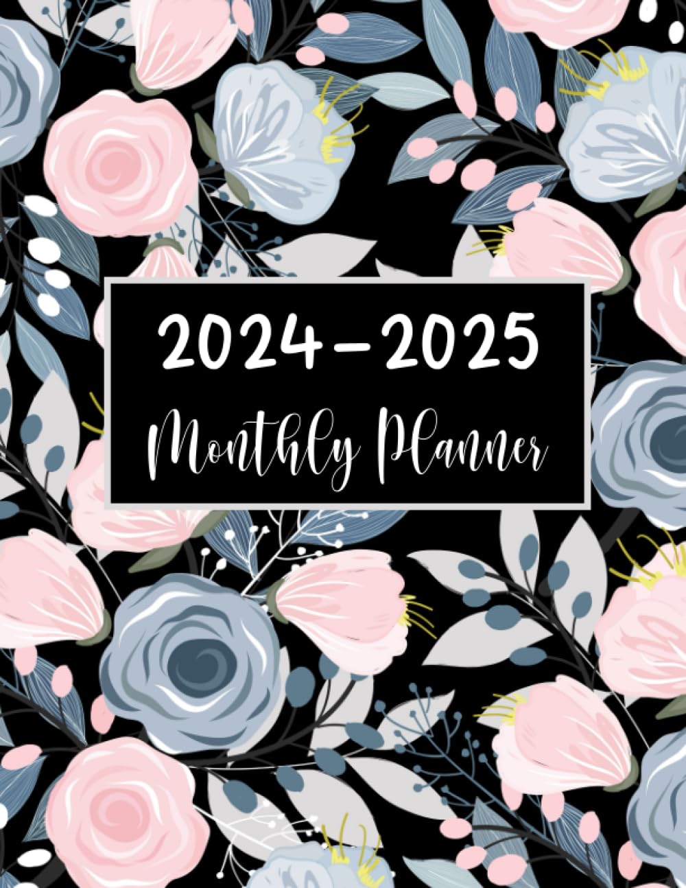 Monthly Planner 2024- 2025: Two Year Calendar Book 8.5"x11" with Federal Holidays. January 2024 through December 2025. Flowers Pattern Cover