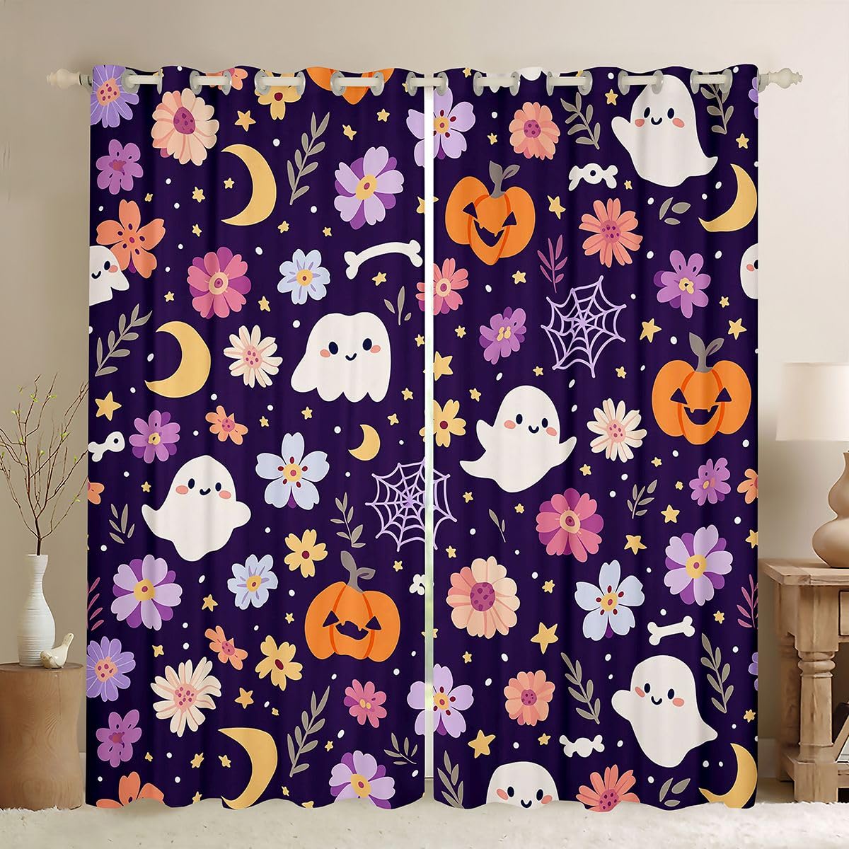 Loussiesd Decorazioni per finestre di Halloween, 2 pannelli W46*L54