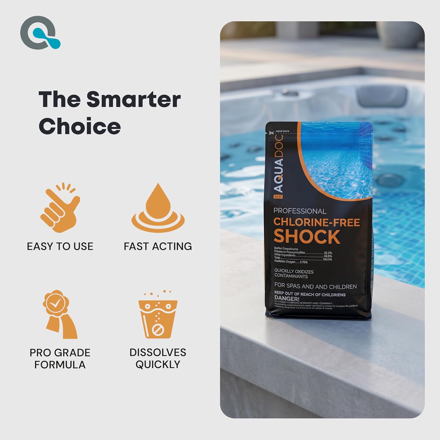 AquaDoc Non Chlorine Hot Tub Shock - 5 lb - Oxygen Based Spa Oxidizer to Support Bromine and Chlorine - Made in USA
