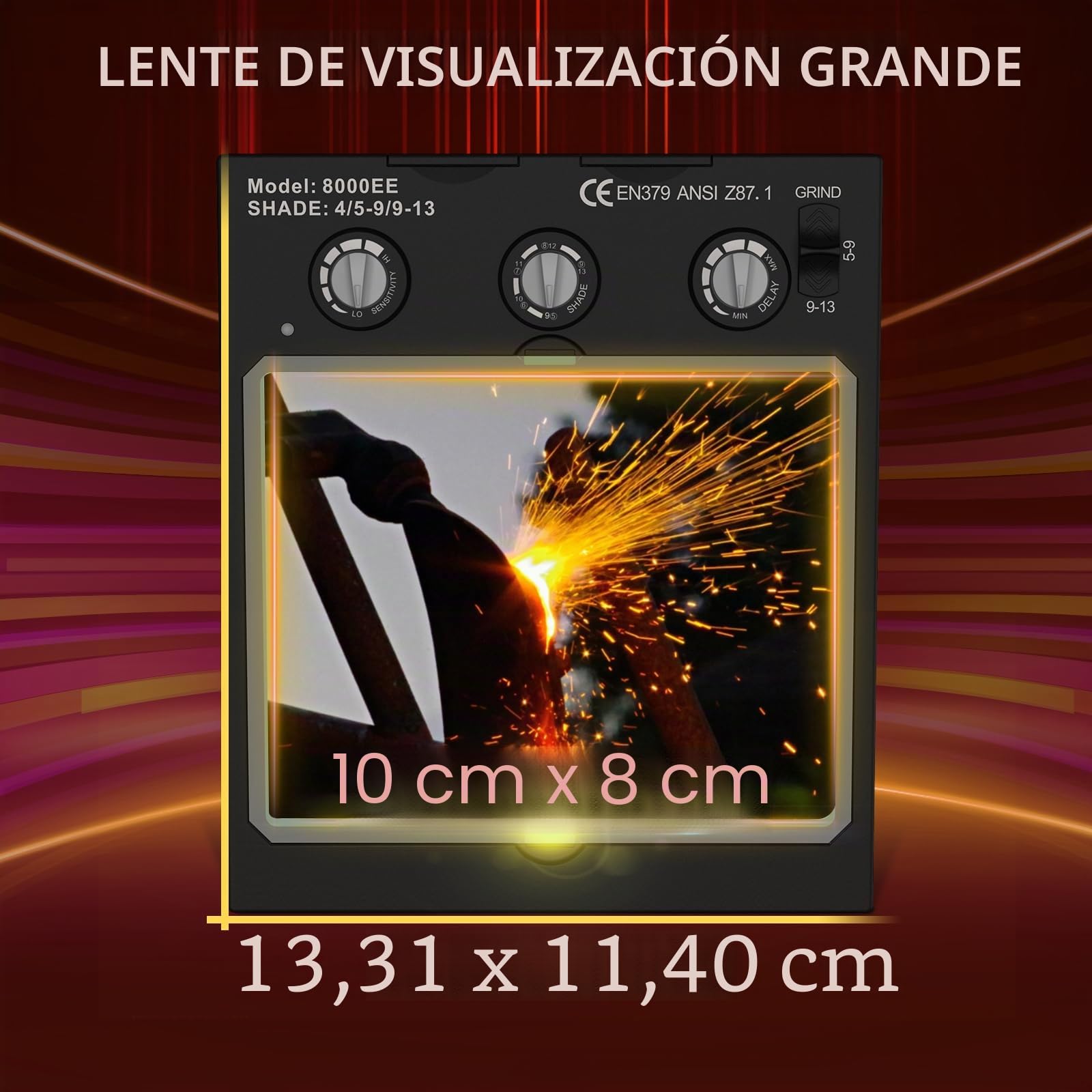 TRQWH - Máscara de soldadura LED con luz solar, gran visión, 4 sensores de arco, sombra 4/5-9/9-13