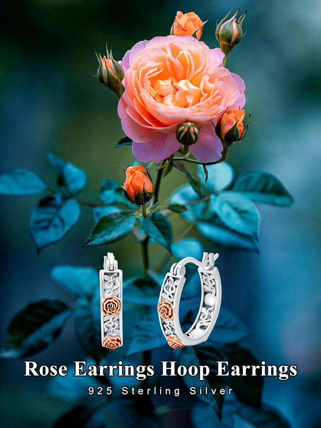 Flower Hoop Earrings 925 Sterling Silver Sunflower/Rose/Hibiscus/Daisy Floral Earrings for Women Mom Wife Sister