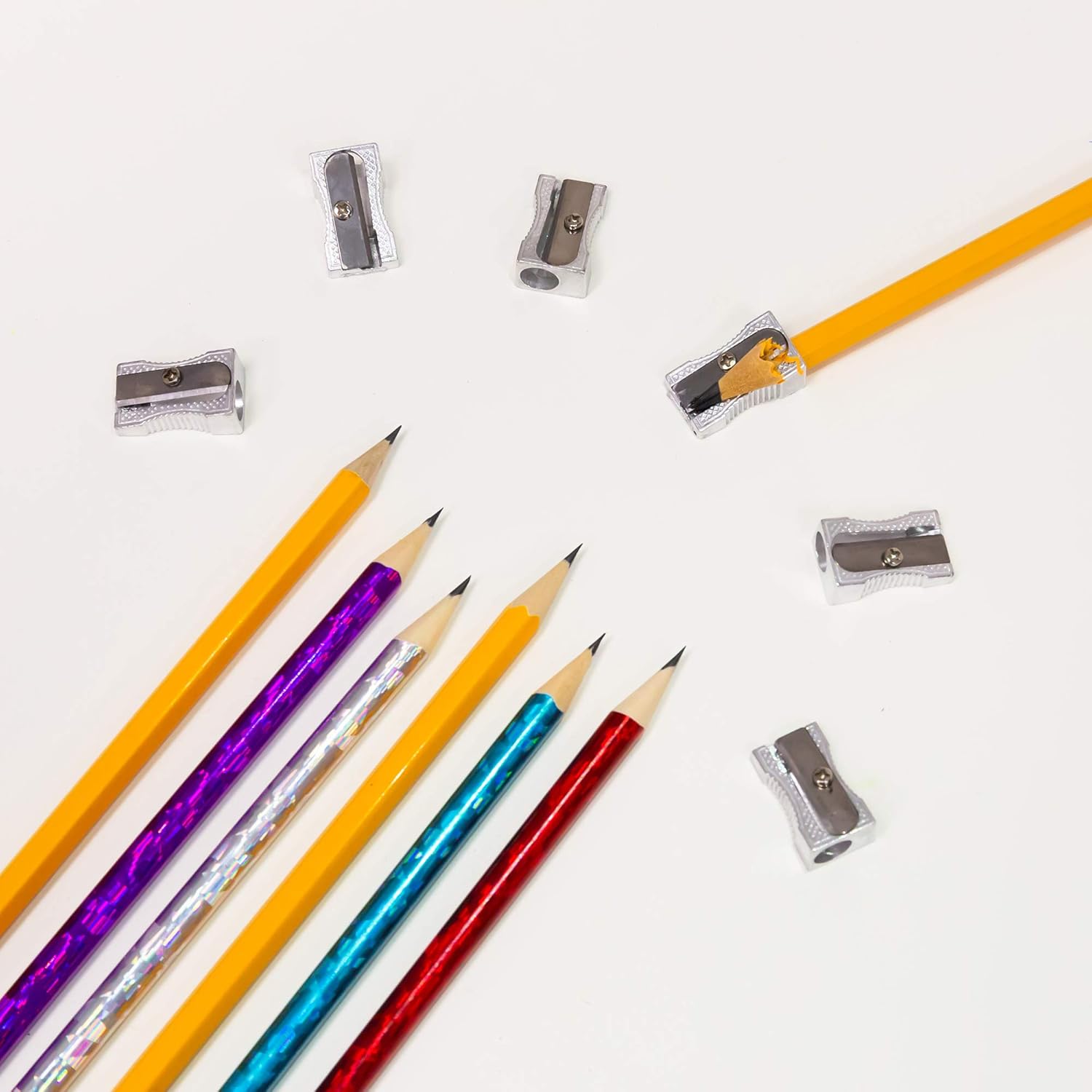 BAZIC Products Pencil Sharpener Metal Silver Single Hole Blade, Standard Size Pencils Crayon, Sturdy One Blades Sharpeners for School (6/Pack), 144-Packs