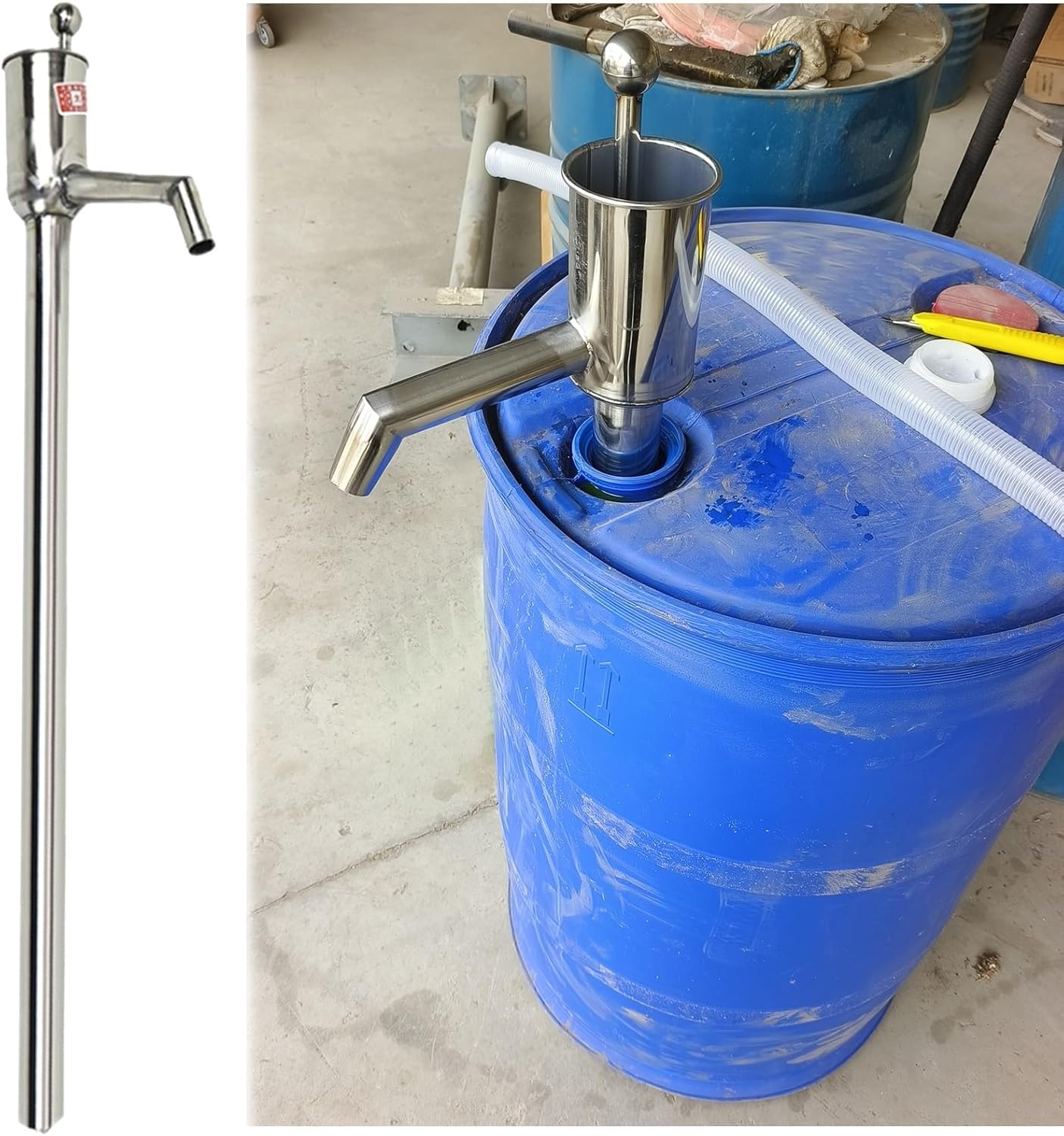 AMUFJJ Oil/Drinking Water Hand Rotary Water Pump for 55 Gal Barrel, Ships/Factory/Gas Station Oil Drum Transfer Pump, Versatile Barrel Pump Hose