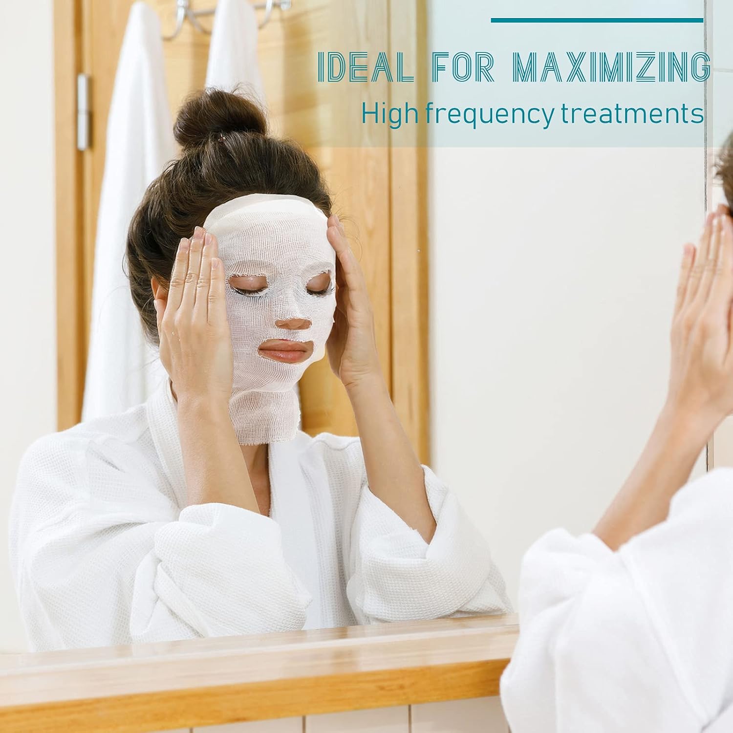 Maitys 150 Pieces Pre-cut Gauze Facial Cotton Beauty Face Pads Gauze Skin Care High Frequency for Facial Spa(10 x 12 Inch,Rectangle Face Style)