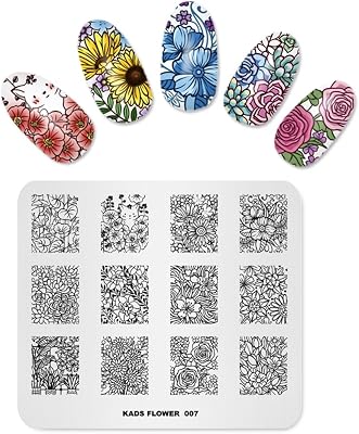 Rolabling Stamping Plate for Nail Art Flower Nail Stamp Plate Image Template Nail Art Tool DIY Manicure Template Nail Polish Printer Transfer (Color-7)