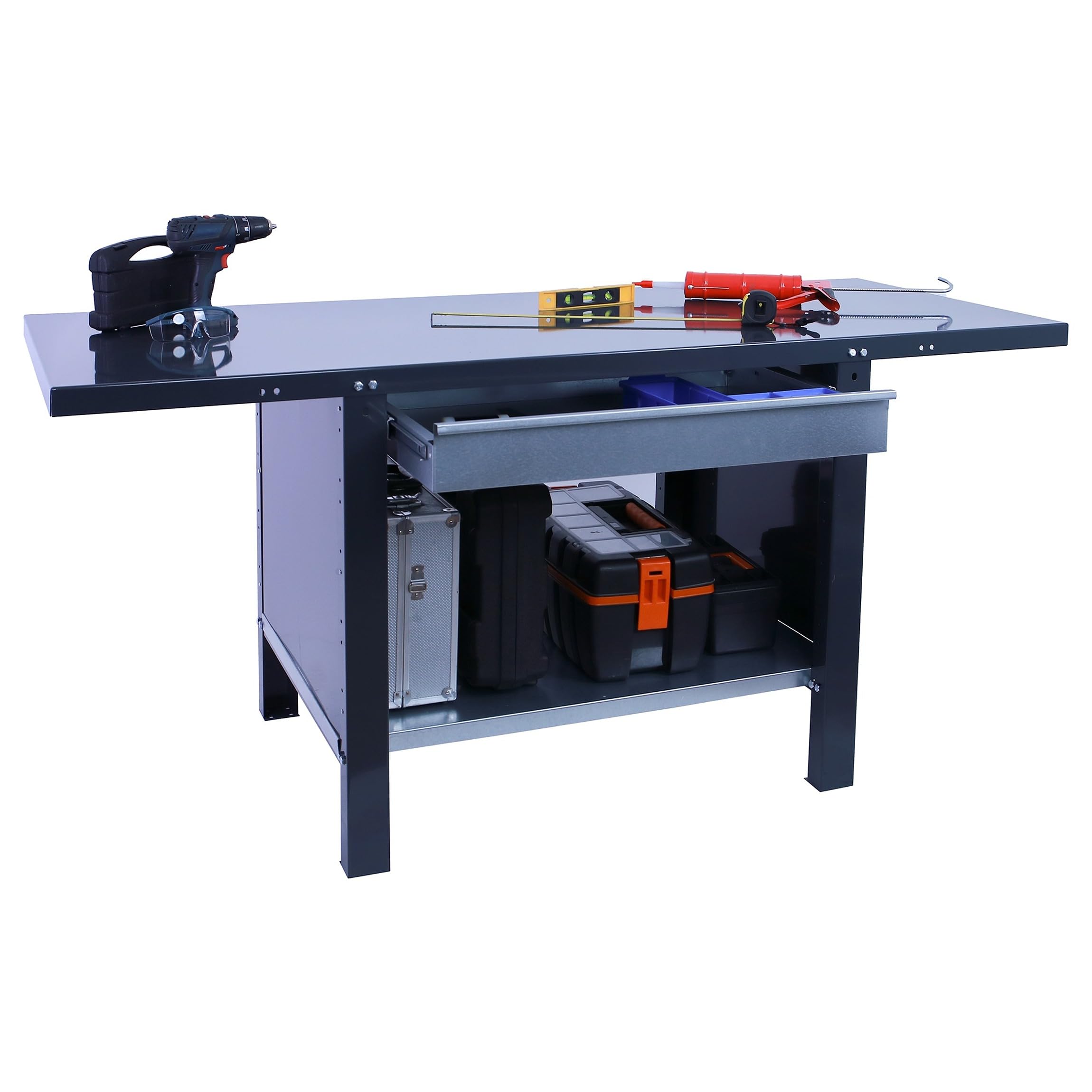 SimonRack Banco de Trabajo Taller, Capacidad Carga 700 kg, 830x1800x730 mm, Mesa de Trabajo, 1 Cajón, Antracita - BT6 PRO | Capacidad Carga 700 kg, Pintura anticorrosión, Uso Industrial, Antracita